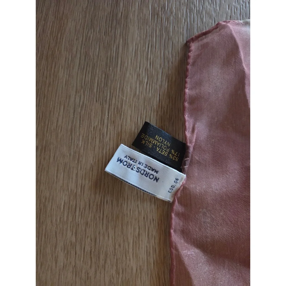 Nordstrom Silk Blend Scarf Made in Italy Mauve Pink Abstract Sheer Shimmer Wrap